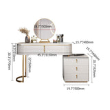 Modern 5-Drawer White Makeup Vanity Table Mirror & Side Cabinet Included