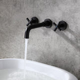 Melro Modern Wall Mounted Cross Handles Brass Bathroom Washing Sink Faucet in Matte Black