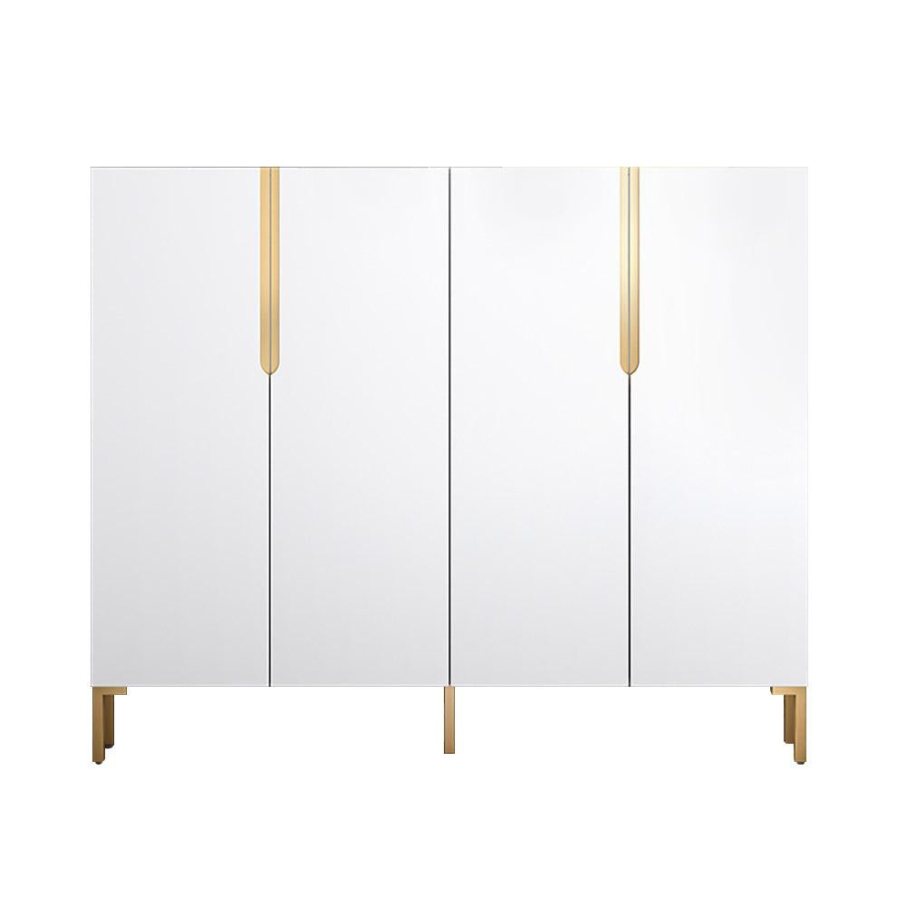 Nordic Gray Shoe Cabinet 3-Door Slim Shoe Organizer Adjustable Shelves in Small