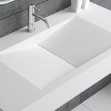 Glossy White Wall-Mount Floating Sink Solid Surface Stone Resin Bathroom V-Shaped Sink