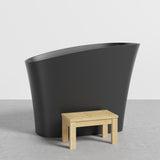 47" Modern Oblique Deep Freestanding Matte White Stone Resin Japanese Soaking Bathtub