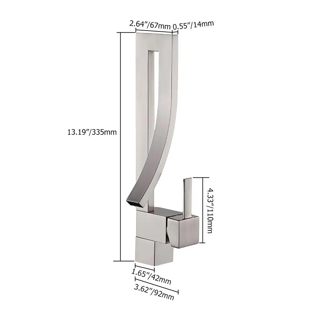 Single Handle Single Hole Bathroom Sink Faucet with Waterfall Spout in Chrome Brass