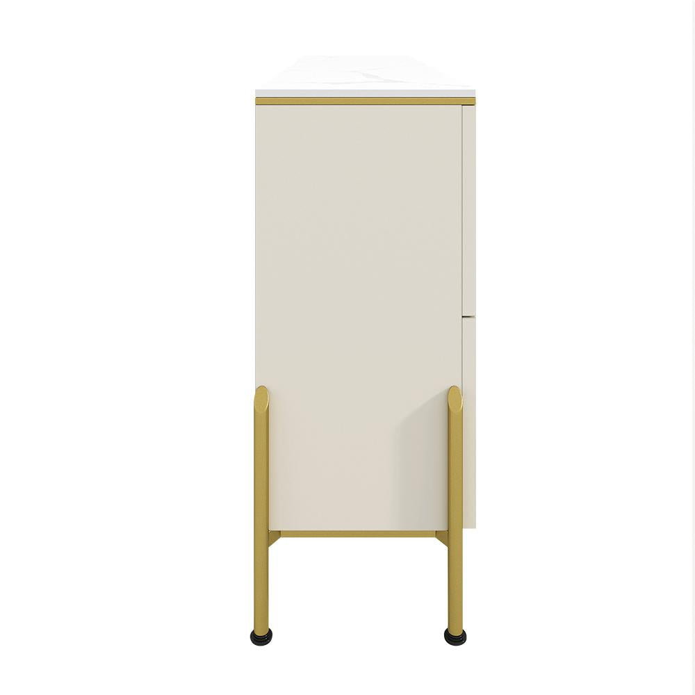 47" Modern White Arch Sideboard Buffet with 2 Doors & Drawers Carved Credenza