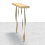 39" Modern Walnut Narrow Rectangular Console Table with Wooden Top Metal Legs