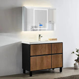 36" Free-Standing Bathroom Vanity with Sink Rustic Single Sink Vanity with Drawers