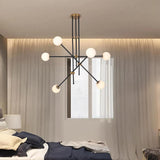 Moderner 12-Licht-Sputnik-Kronleuchter mit warmem Licht in Schwarz und Gold