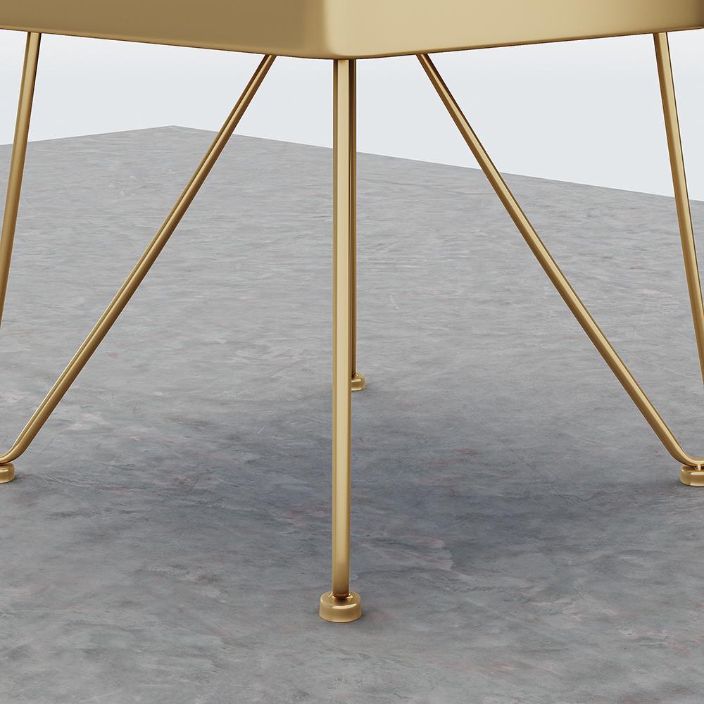 Nordic Gold Metal Nightstand with 2 Shelves and Handle Bedside Table