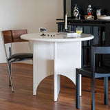 39" White Round Dining Table for 4 Seaters with Cross Base