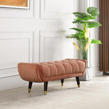 Modern Entryway Bench Gray Velvet Upholstered Ottoman Bench for End of Bed