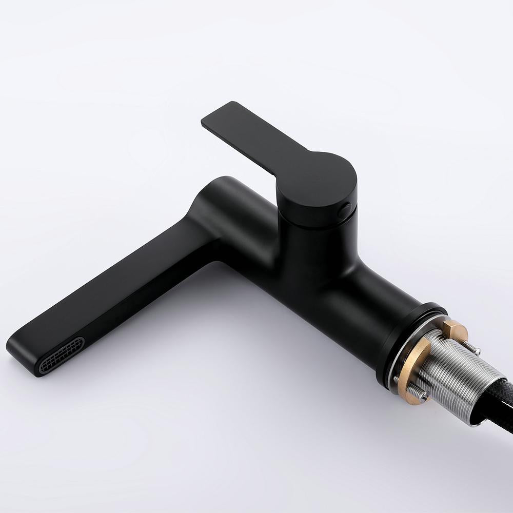 Modern Black Single Hole Bathroom Sink Faucet Intelligence Temperature Digital Display