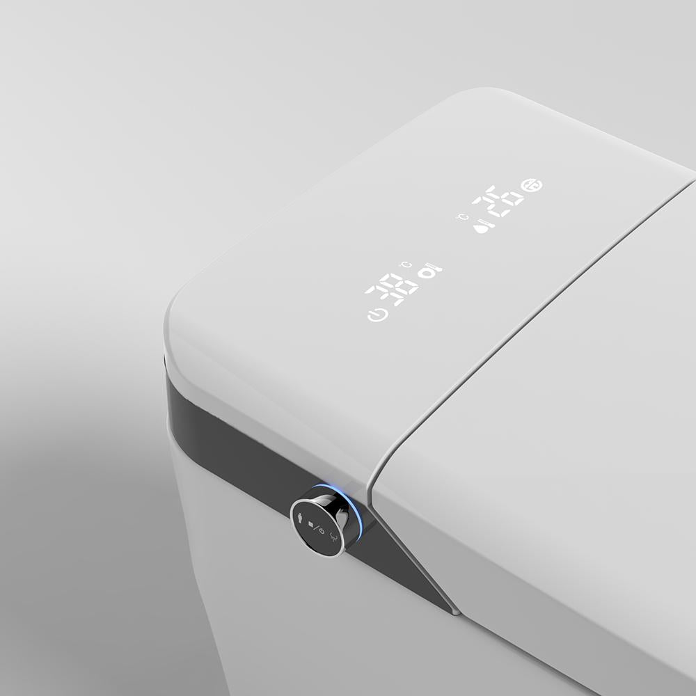 Smart 1-Piece Elongated Automatic Toilet in White LED Display Screen