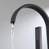 Freestanding Matte Black Bathtub Filler Faucet and Handheld Shower with High-Arc Spout