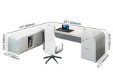 L-shaped Modern Executive Desk with Ample Storages Right Hand in White