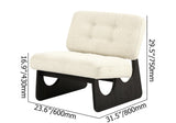 Modern Boucle Lounge Chair White & Black Accent Chair Ash Wood Upholstery