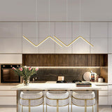 Gold LED Island Light Fixture 2-Light Geometric Kitchen Pendant Light