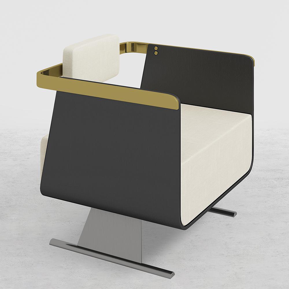 Black Modern Accent Chair Upholstered Cotton & Linen Accent Chair
