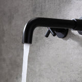 Melro Modern Wall Mounted Cross Handles Brass Bathroom Washing Sink Faucet in Matte Black