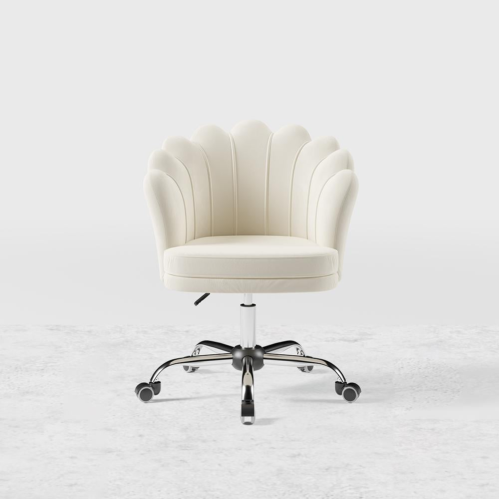 Blue Modern Swivel Office Chair Velvet Upholstered Task Chair Adjustable Height