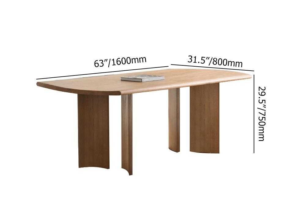 Rustic 63" Solid Wood Dining Table Walnut Wooden Tabletop for 6 Person