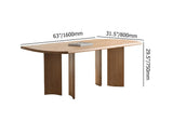 Rustic 63" Solid Wood Dining Table Walnut Wooden Tabletop for 6 Person