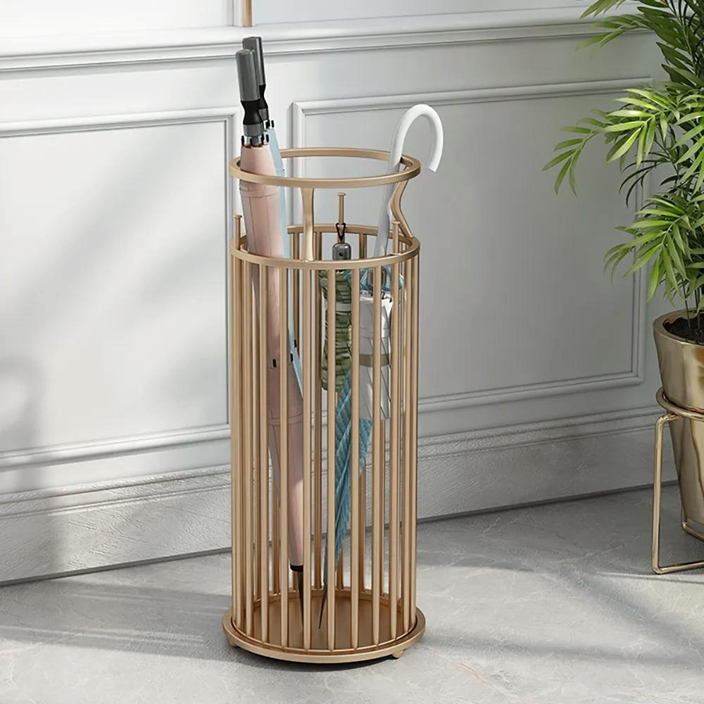 Chic Golden "Marble Pillar" Style Umbrella Stand in Metal