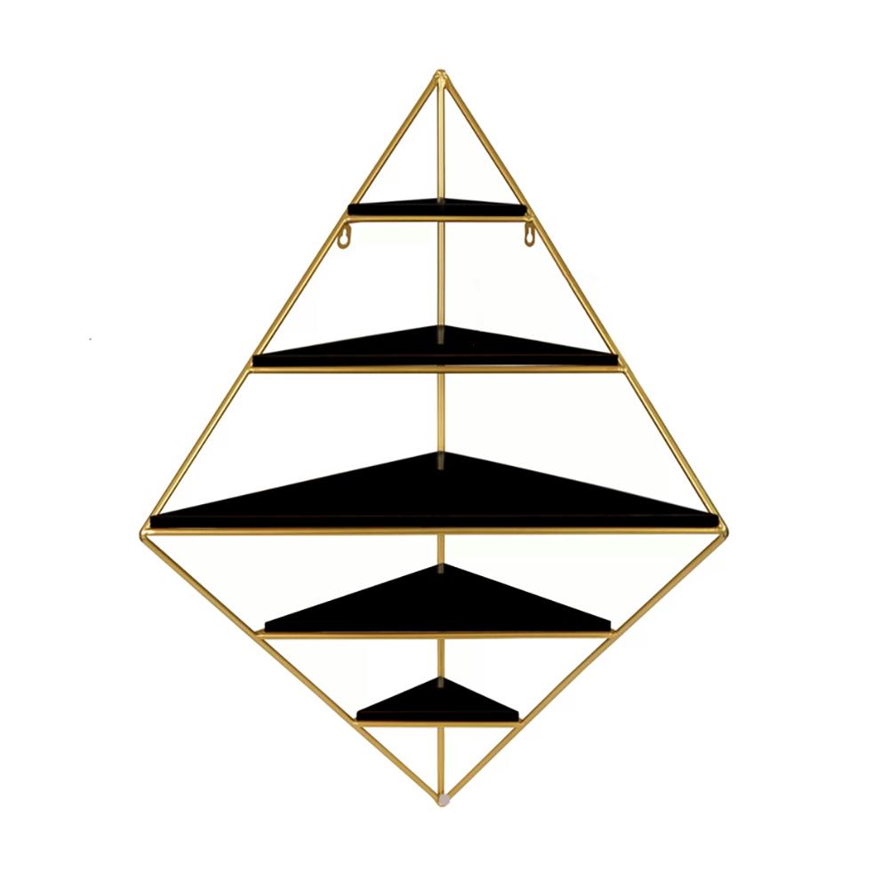 Modern Corner Wall Shelves Triangle Floating Shelves in Gold & White