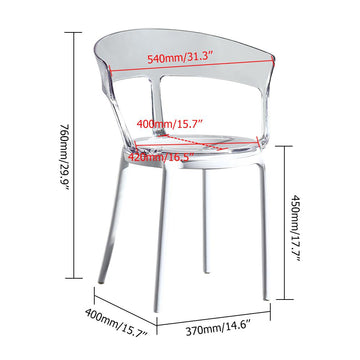 Modern Acrylic Dining Chair in Amber Dining Table Chairs with Arms