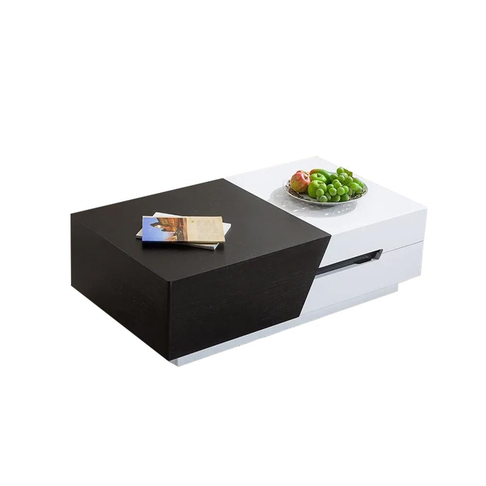 Pinkle 82'' Modern Wood Extendable Sliding Top Coffee Table with Storage in White Walnut