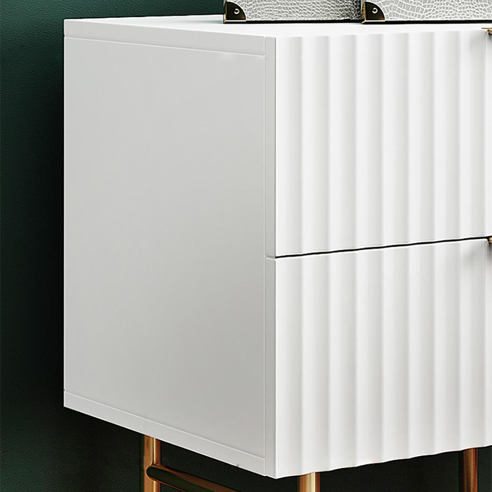 Minimalist Slatted White Bedroom Dresser with 6 Drawers