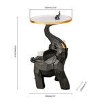 Blue Resin Elephant Side Table Round White Top with Tissue Magazine Rack Bluetooth Speaker