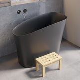 47" Modern Oblique Deep Freestanding Matte White Stone Resin Japanese Soaking Bathtub