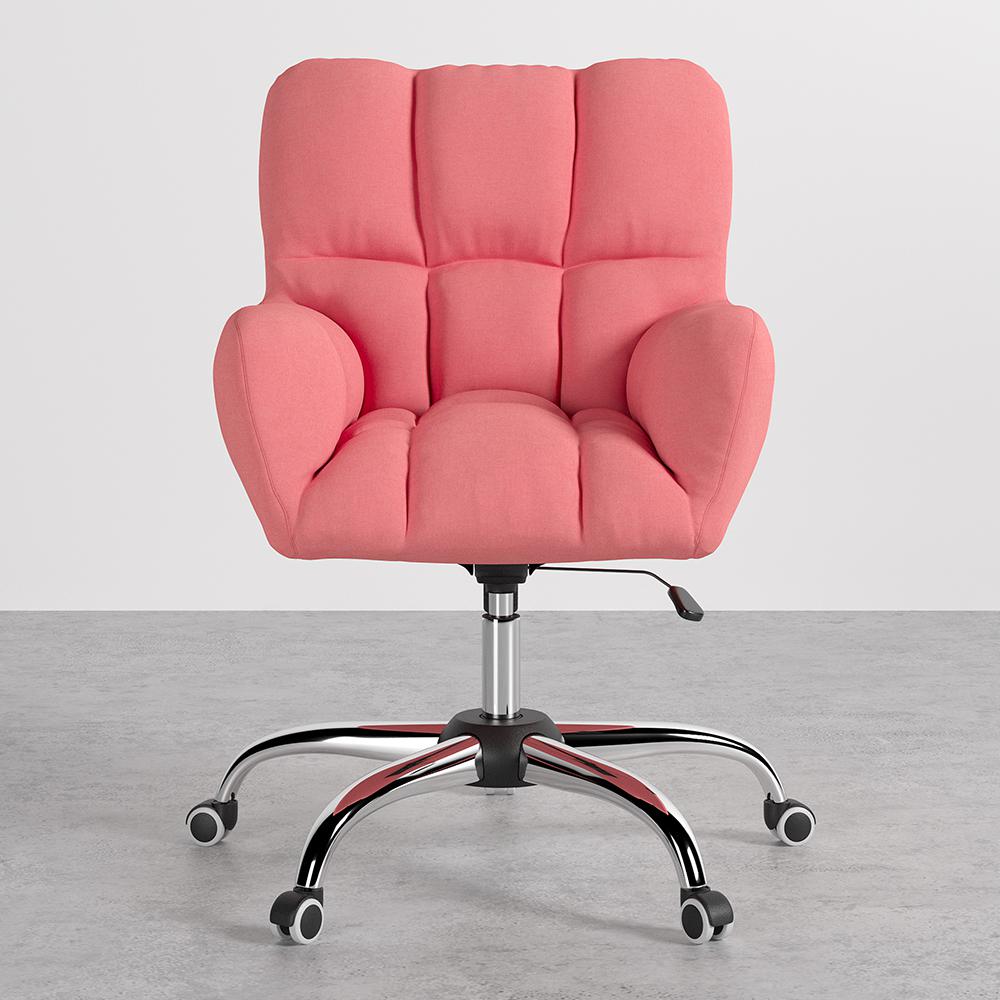 Modern Office Chair Upholstered Cotton & Linen Swivel Task Chair Height Adjustable