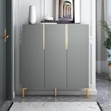 Nordic Gray Shoe Cabinet 3-Door Slim Shoe Organizer Adjustable Shelves in Small