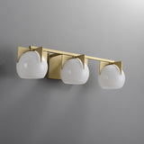 3-Light White Globe Bathroom Wall Light Metal Vanity Wall Sconce in Gold