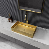 Contemporary Gold Rectangular Stainless Steel Vessel Sink Luxury Wash Sink
