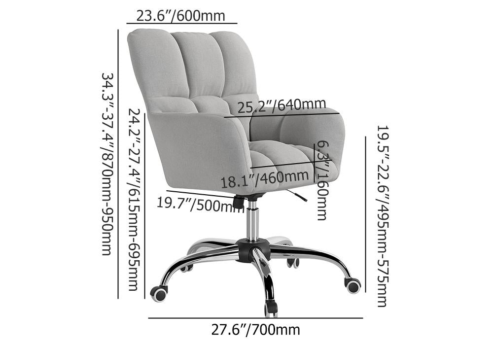 Modern Office Chair Upholstered Cotton & Linen Swivel Task Chair Height Adjustable