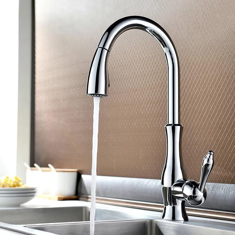 Tracier Gooseneck Single Handle Kitchen Faucet with Pull Out Spray