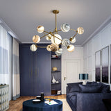 Modern Creative Design 7-Light Rotating Planet Chandelier Stainless Steel Frame