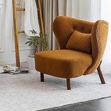 White Lamb Wool Accent Chair Wingback Chair in Wooden Frame-Richsoul-Chairs & Recliners,Furniture,Living Room Furniture