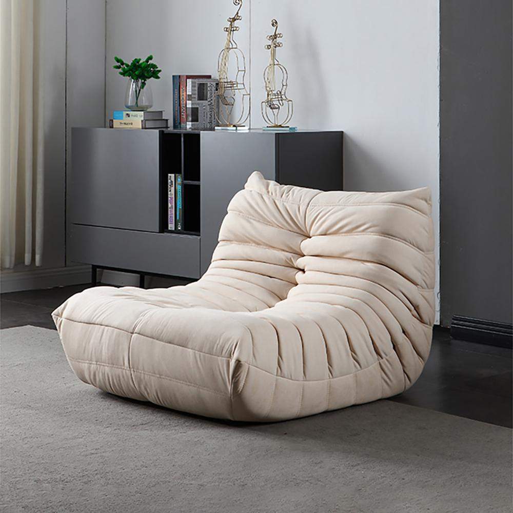 Minimalist Creative Beige Reclining Accent Chair of Leathe-Aire-Chairs & Recliners,Furniture,Living Room Furniture