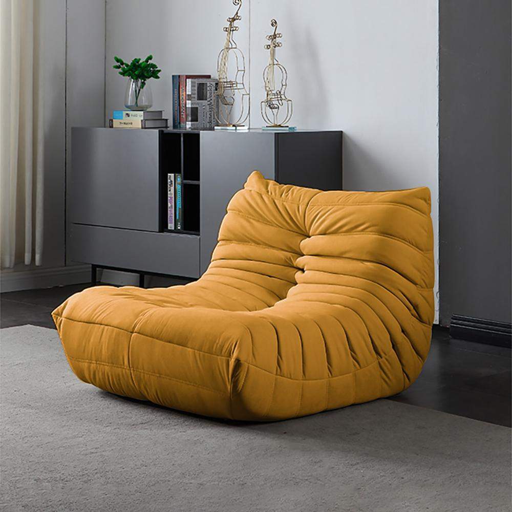 Minimalist Creative Beige Reclining Accent Chair of Leathe-Aire-Chairs & Recliners,Furniture,Living Room Furniture