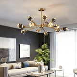 Modern Brass Sputnik Crystal Chandelier 9-Light for Living Room & Dining Room
