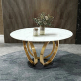 59.1" Contemporary Round Dining Table Set of 7 with Upholstered Chairs