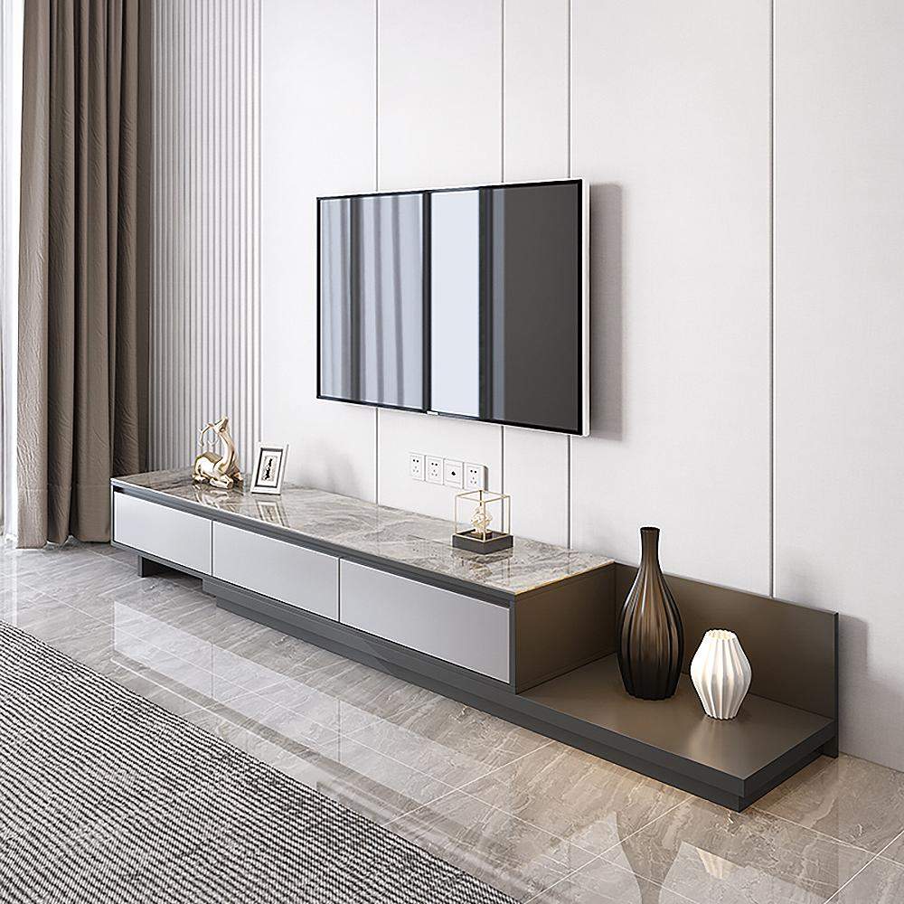 Modern Extendable Stone Top TV Stand with 3 Drawers-Richsoul-Furniture,Living Room Furniture,TV Stands