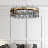 Postmodern Round 10-Light Tiered Clear Glass Chandelier