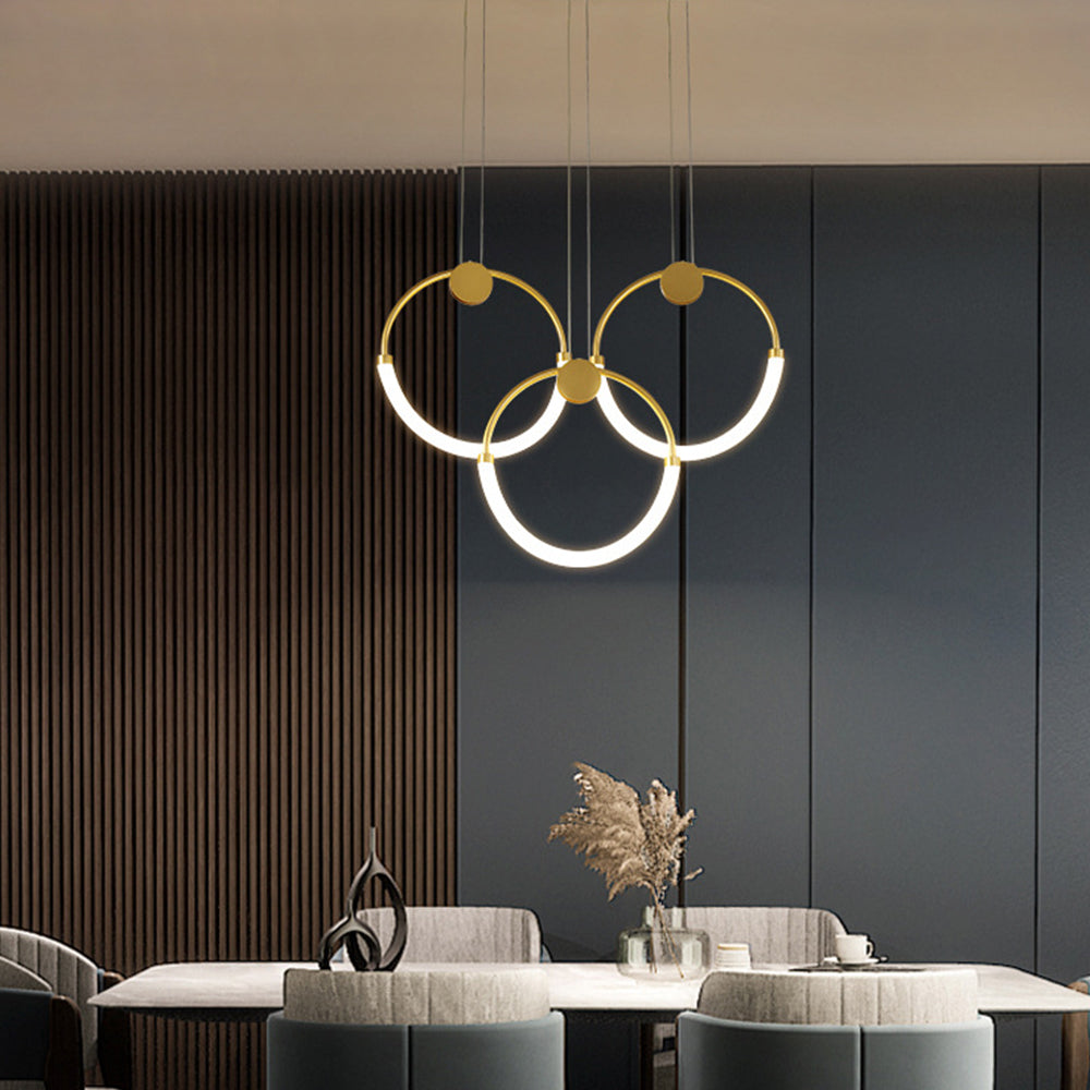 Modern Minimalist Single Circle Kitchen Island Light in Gold Cool Light