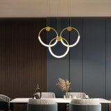 Modern Minimalist Single Circle Kitchen Island Light in Gold Cool Light