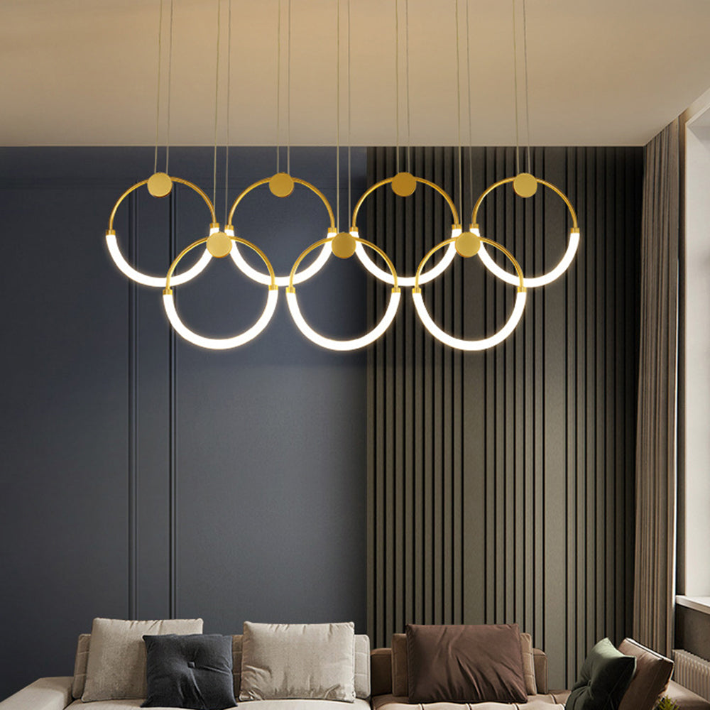 Modern Minimalist Single Circle Kitchen Island Light in Gold Cool Light