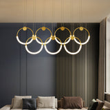 Modern Minimalist Single Circle Kitchen Island Light in Gold Cool Light