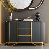 White Buffet Faux Marble Top Modern Sideboard with Stainless Steel Base